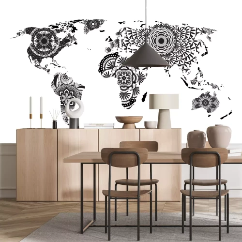 Sticker Vektor-Mandala-Weltkarte