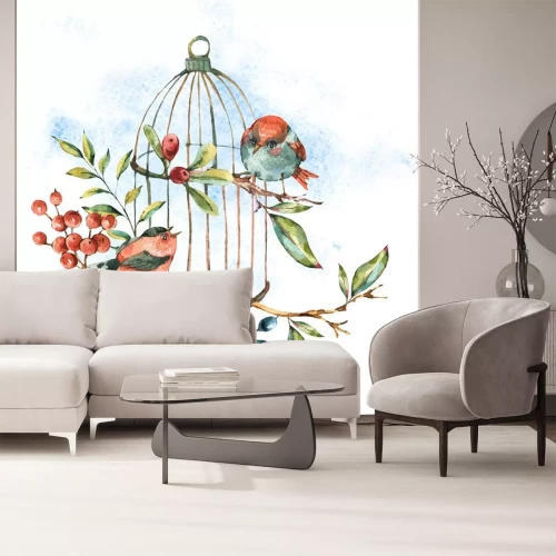 Sticker Herbstvögel auf dem Ast