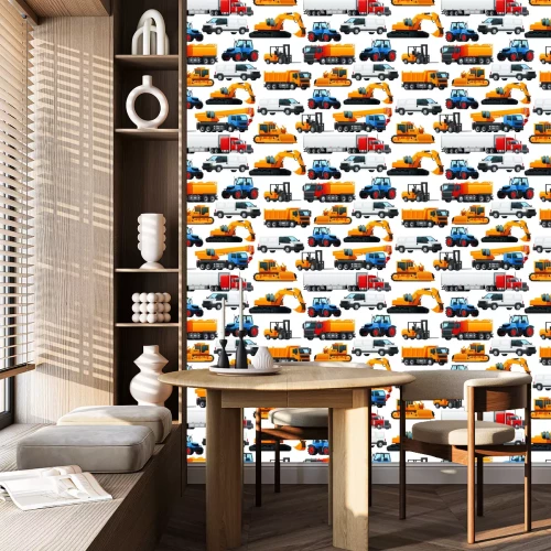 Tapete Nahtloses Muster von Industriemaschinenfahrzeugen