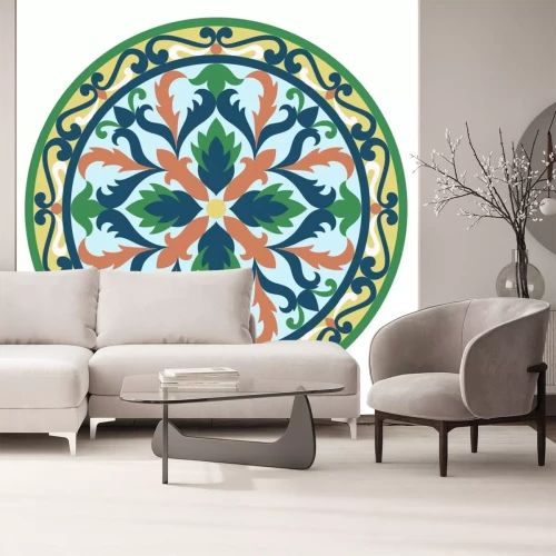 Sticker Vector Mosaic Classic and Floral Round Medallion