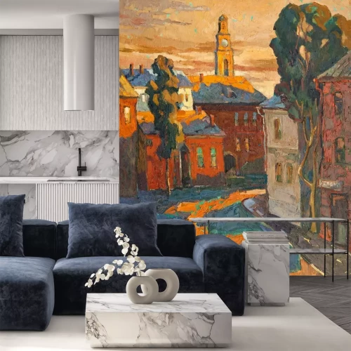 Fototapete Art auf Stadt, Öl auf Leinwand