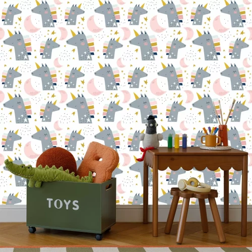 Tapete Skandinavische Regenbogen-Einhörner