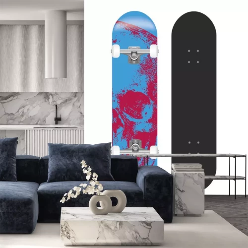 Sticker skateboard vector template illustration (with backside design) 