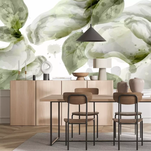 Fototapete Spring white flowers bouquet watercolor background . Roses, peony and delicate blooming flowers. Invitation card, wedding ceremony, delicate postcard, Women day greetings