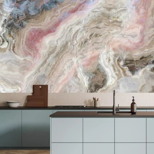 Fototapete Beiger und rosa abstrakter Marmor