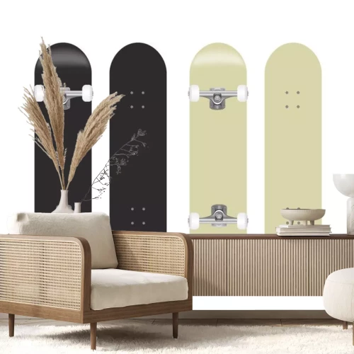 Sticker skateboard vector template illustration set (black/white)