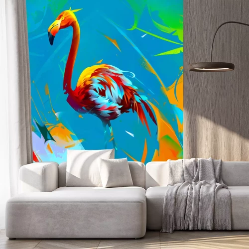 Sticker Flamingo auf Kunstgrafik