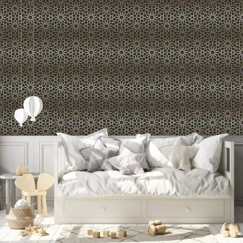 Tapete Vektor islamischer goldener horizontaler Hintergrund. Nahtloses orientalisches Volumenmuster mit Schatten