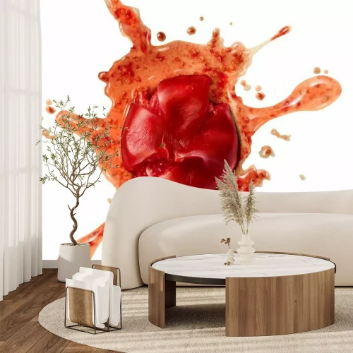 Sticker Zerschmetterte reife Tomate auf weißem Hintergrund