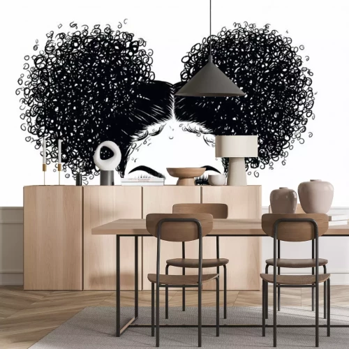 Fototapete Mädchenkopf mit Afro-Zöpfen