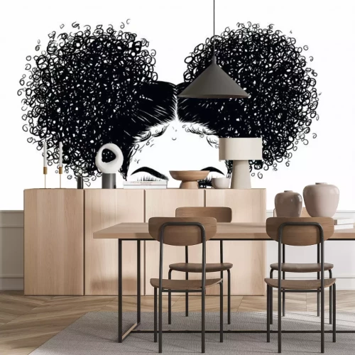 Sticker Mädchenkopf mit Afro-Zöpfen