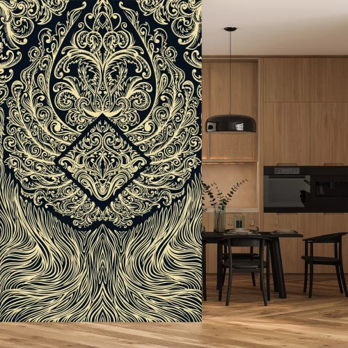 Fototapete Ornamentales Muster auf schwarzem Hintergrund