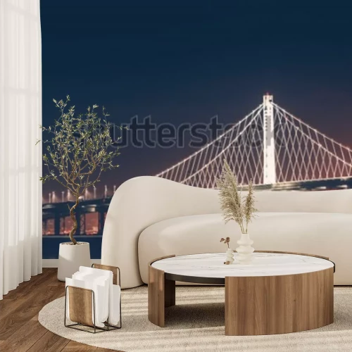 Fototapete Brücke Bay Bridge bei Nacht