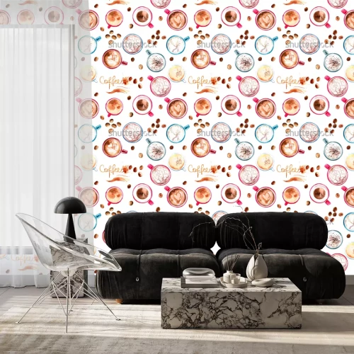 Tapete Tassen mit verschiedenen Kaffeesorten