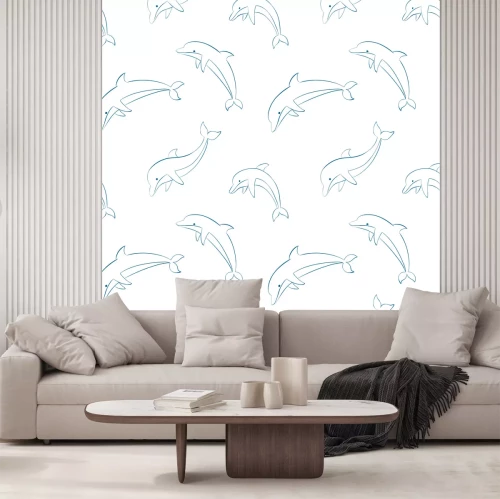 Sticker Tiere Meeresumriss Delphine