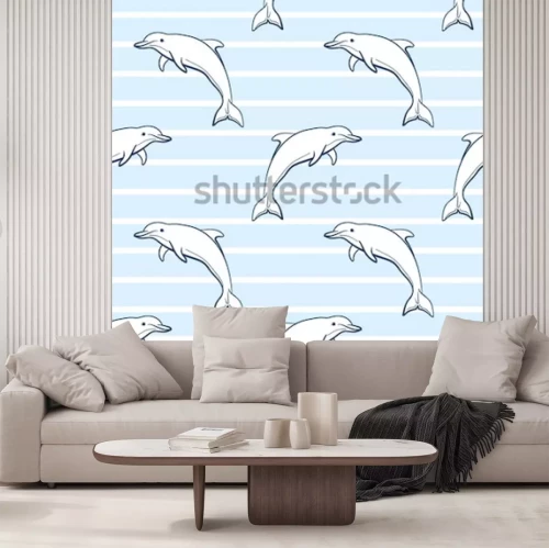 Sticker Muster mit springenden Delfinen