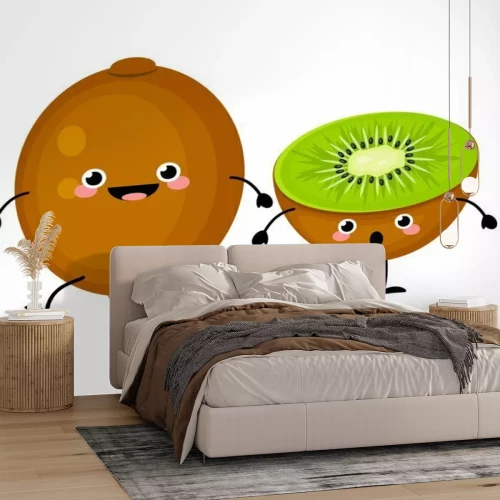 Sticker Freundliche Kiwi Cartoon-Figuren