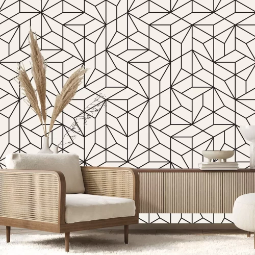 Fototapete Geometrisches schwarz-weißes Muster