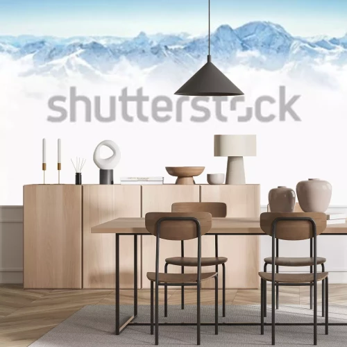 Fototapete Panorama der Berge mit Schnee