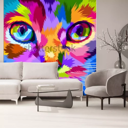 Sticker Katze für Kinder bunte Grafik Nahaufnahme der Schnauze