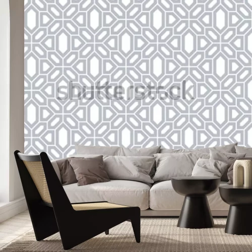 Sticker Abstraktes Muster im arabischen Stil. Nahtloser vektorhintergrund. Graue und weiße Textur. Grafisches modernes Muster.