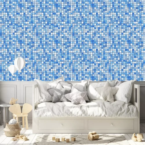 Tapete Steinmosaik in Himmelblautönen
