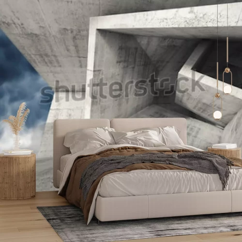 Fototapete Illustration 3D mit Betonblöcken