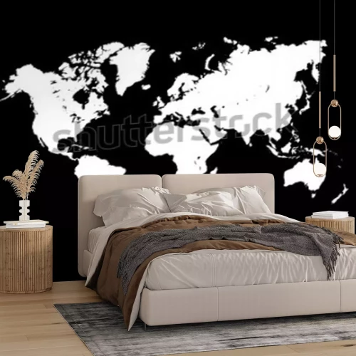 Sticker Weltkarte schwarz weiß