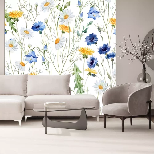 Sticker Feldblumen auf weißem Hintergrund