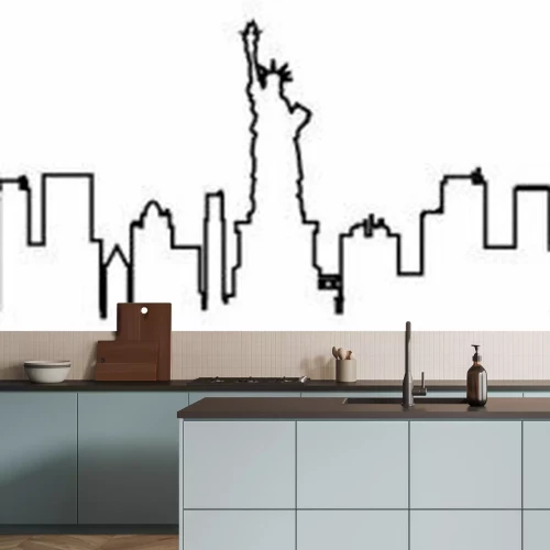 Sticker New York city silhouette one line - stock vector