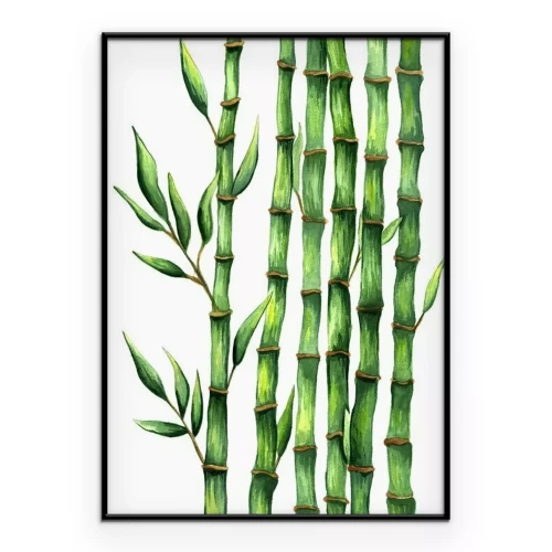 Poster Grüne Bambusse in Aquarell