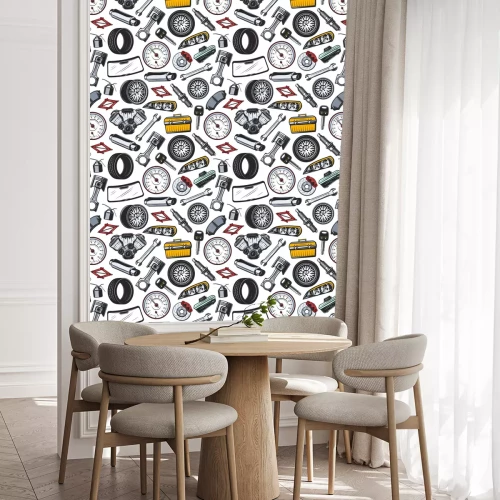 Tapete Spare parts of car and auto seamless pattern