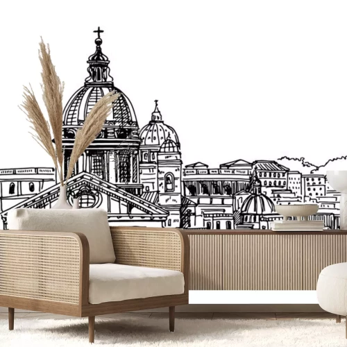 Sticker view of historic center of Rome, Italy