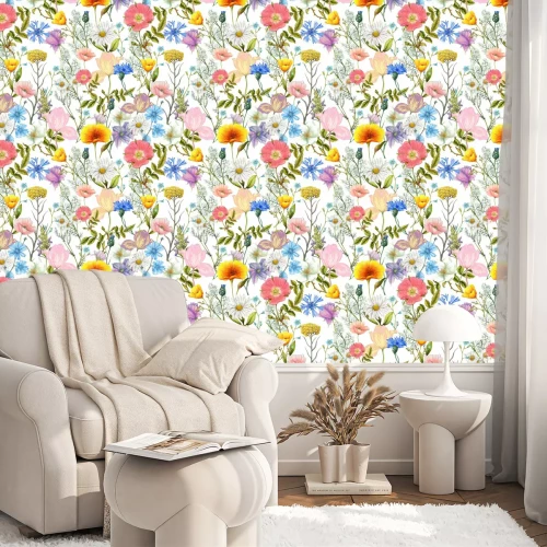 Tapete Seamless pattern of summer wildflowers