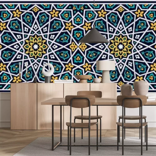 Sticker Oriental vector ornament, bardur. Majolica in architecture. Also used as a pattern or texture.