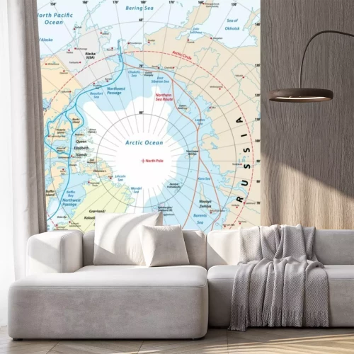 Sticker Map of the Arctic region, the northwest passage and the northern sea route