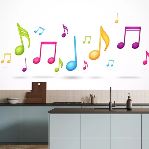 Sticker Bunte Noten auf weißem Hintergrund Grafik