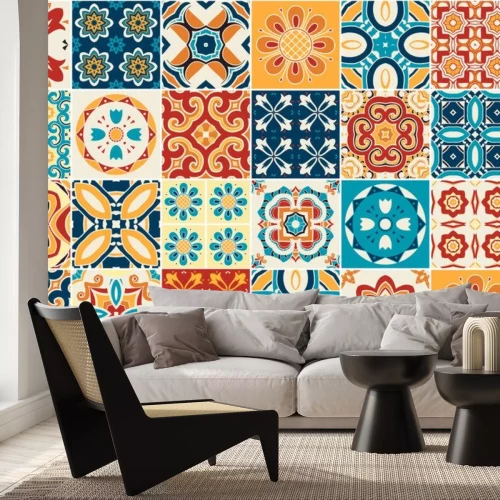 Sticker Traditional ornate decorative tiles. azulejos. Vector.