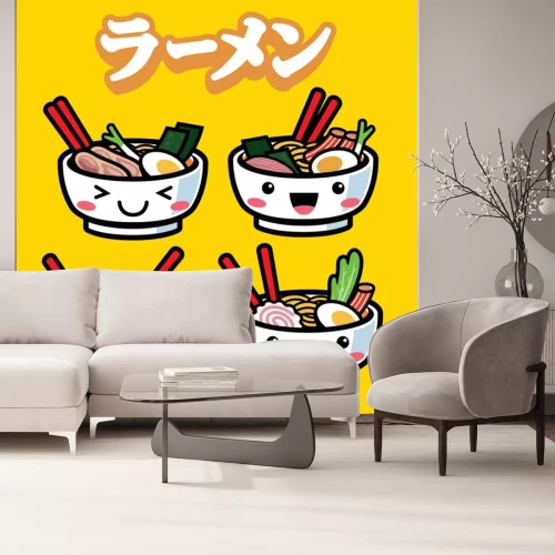 Sticker ramen with cute cartoon style