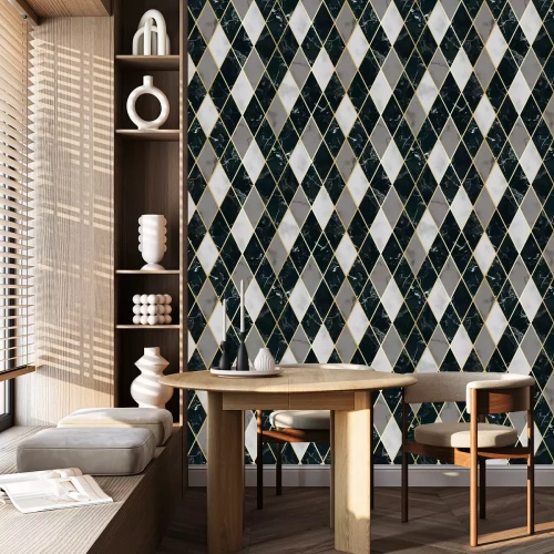 Tapete Geometrisches Muster mit Marmor