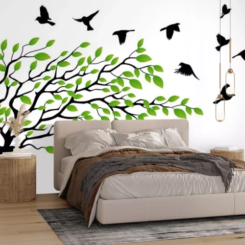 Sticker Baum mit Vogel fliegen