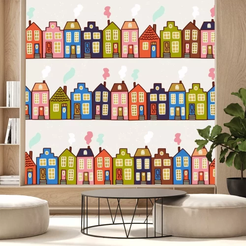 Sticker Cute colotful houses seamless pattern