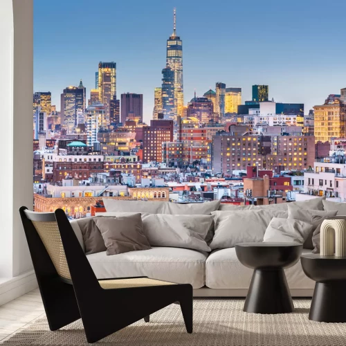 Fototapete New York, New York cityscape at dusk