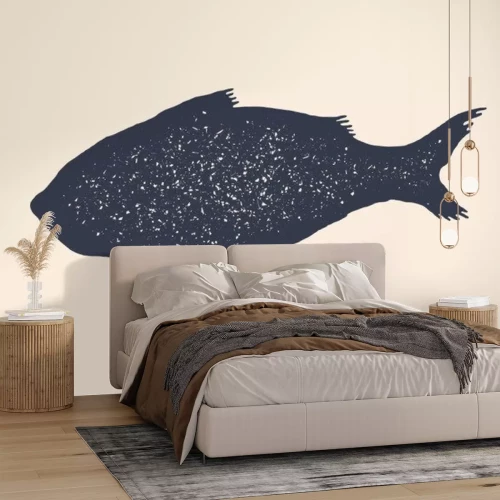 Sticker Fische schwarzer Fisch gefüllt mit unregelmäßigen Punkten