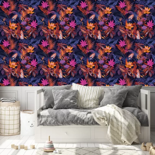 Tapete Tropisches buntes Gestrüpp