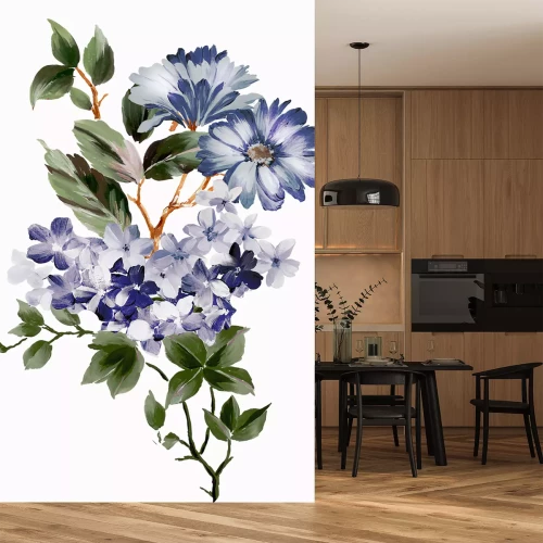Sticker Mit blauen Farben gemalte Blumen