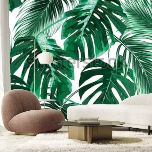 Sticker Tropische Blätter auf weißem Hintergrund