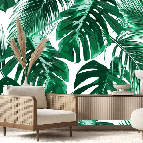 Sticker Tropische Blätter auf weißem Hintergrund