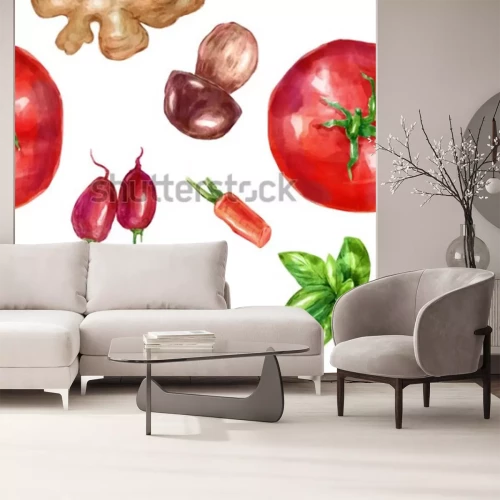 Sticker Gesundes Essen Gemüse auf weißem Hintergrund