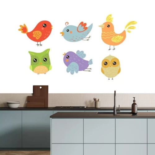 Sticker Vögel für Kinder in verschiedenen Farben
